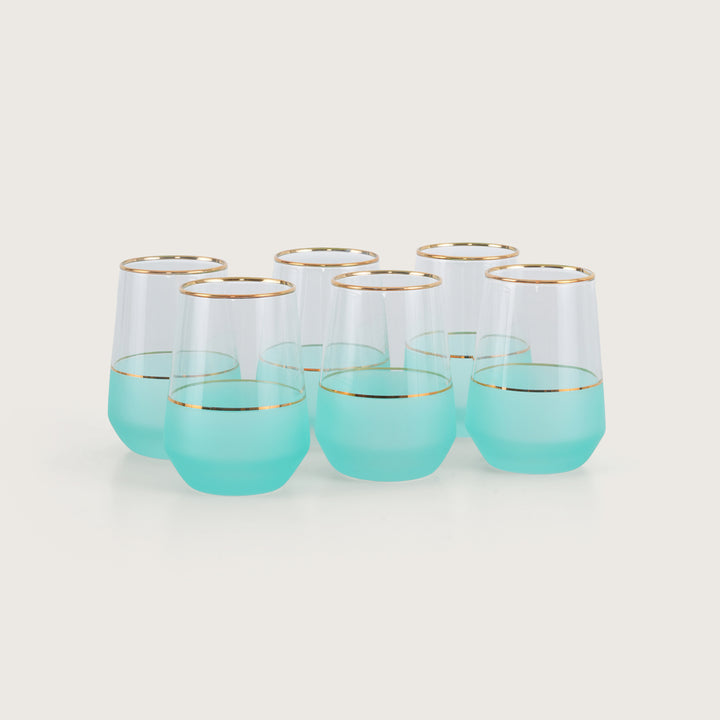 Turquoise Tumbler with Gold Trim