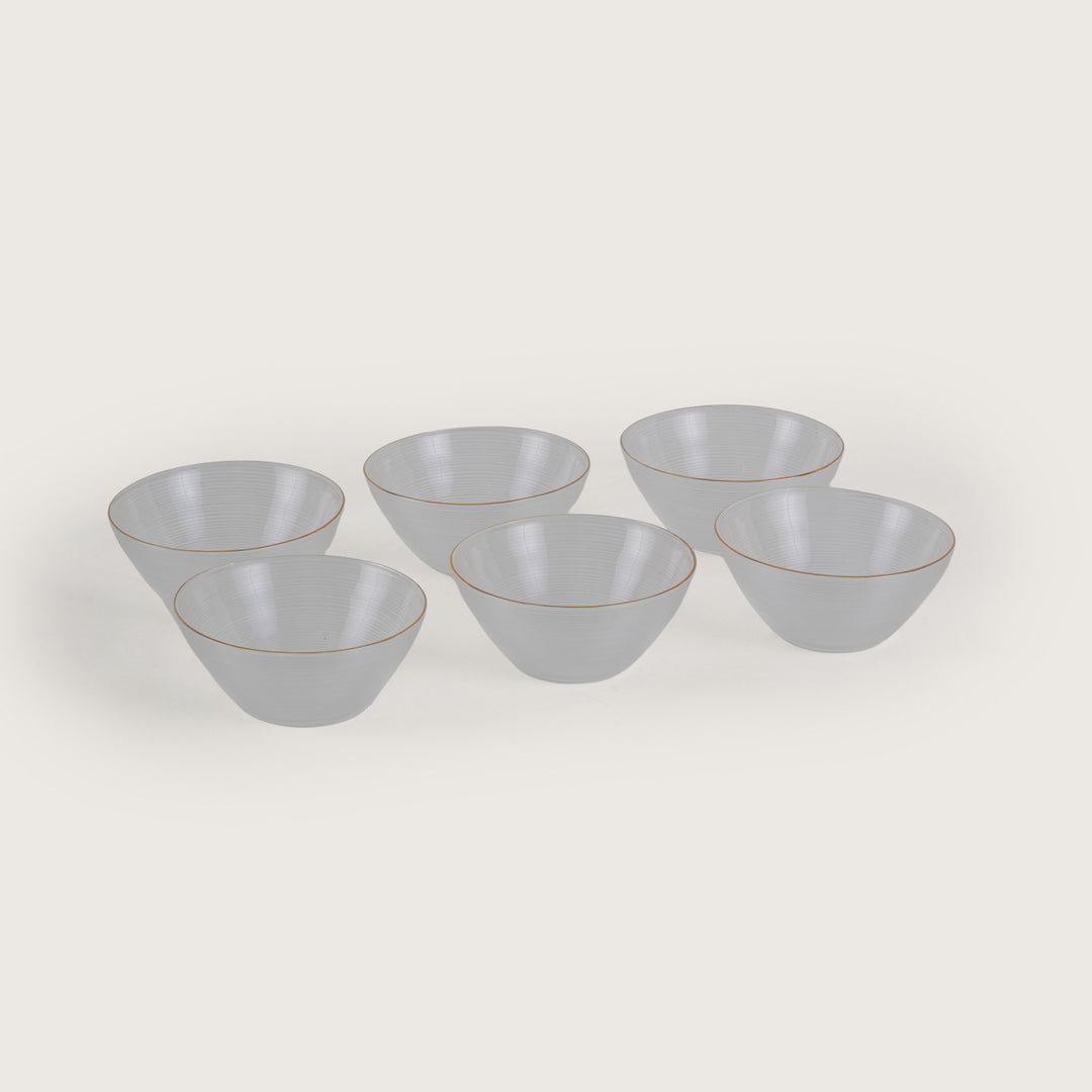 Polished Glass Serving Bowl + 6 Dal Bowls Set