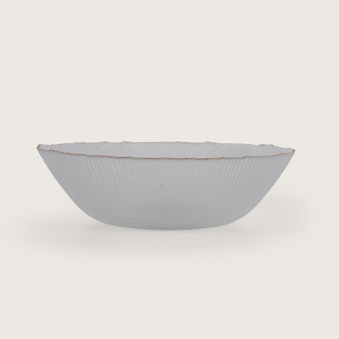 Scalloped Glass Serving Bowl + 6 Dal Bowls Set