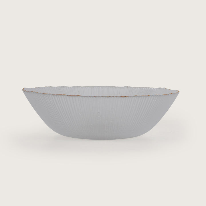 Scalloped Glass Serving Bowl + 6 Dal Bowls Set