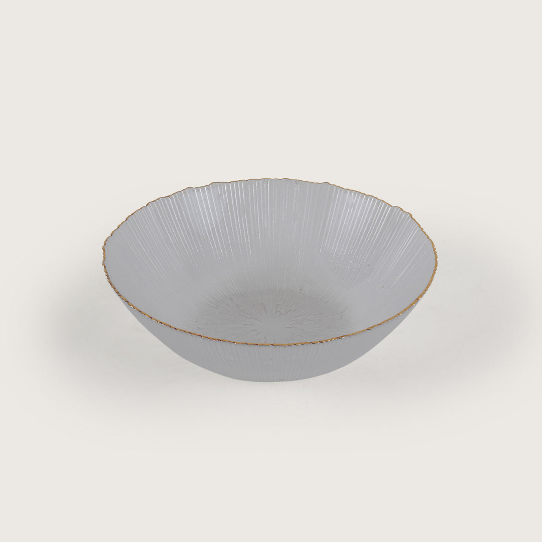 Scalloped Glass Serving Bowl + 6 Dal Bowls Set