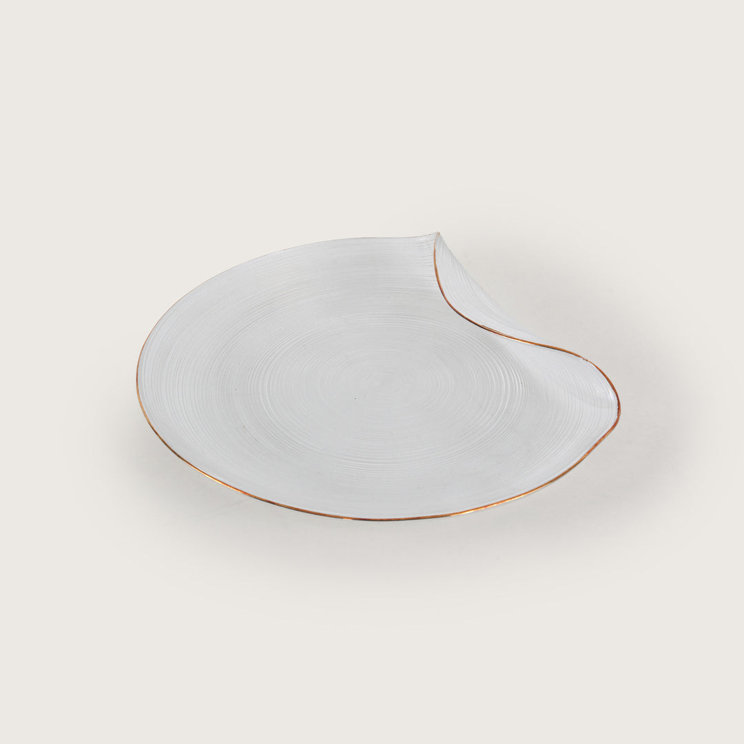 Curved Glass Snack Platter + 6 Quarter Plates Set