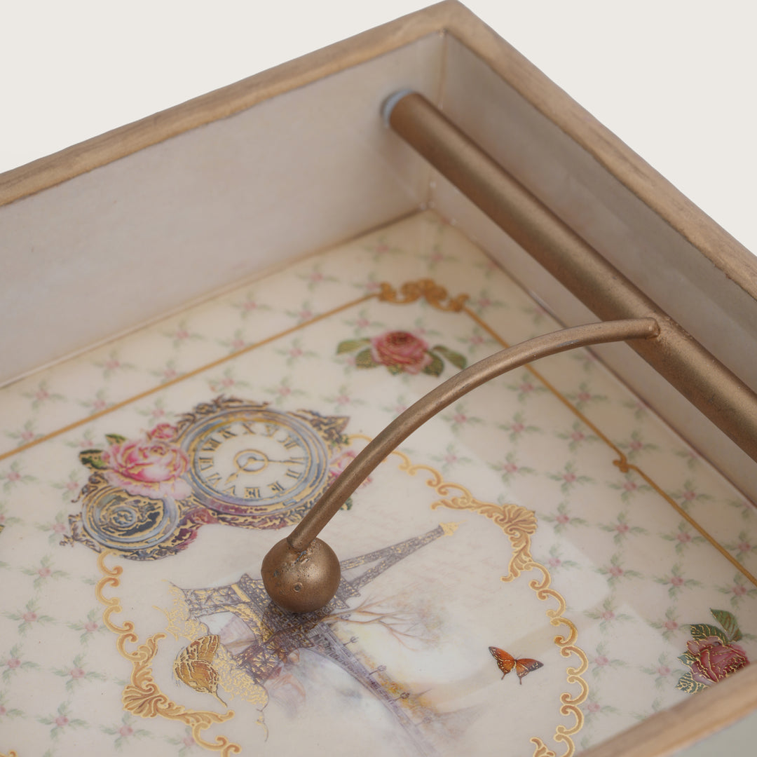 Printed Wooden Napkin Holder | Tissues Holder - Beige