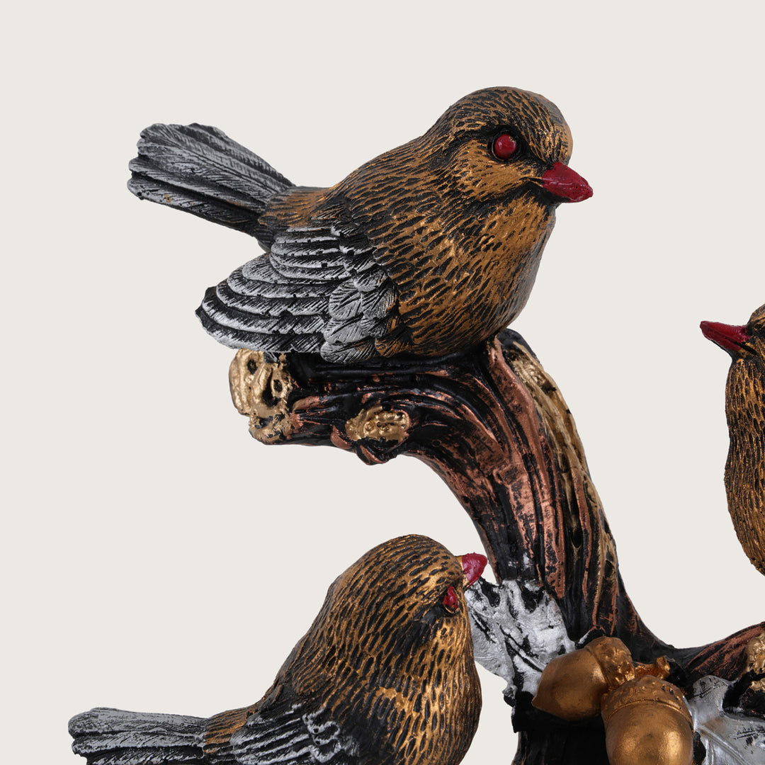 Trio of Rustic Birds on Gilded Branch - Rustic
