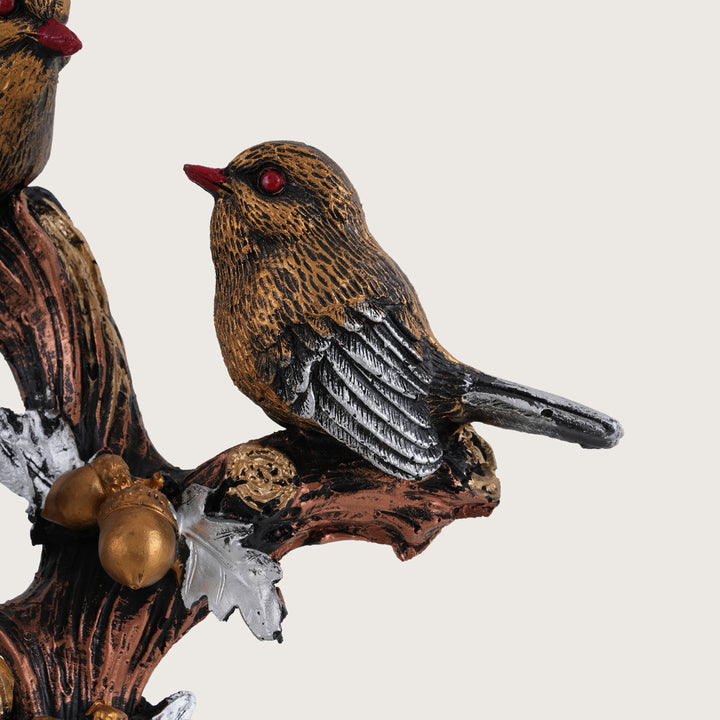Trio of Rustic Birds on Gilded Branch - Rustic