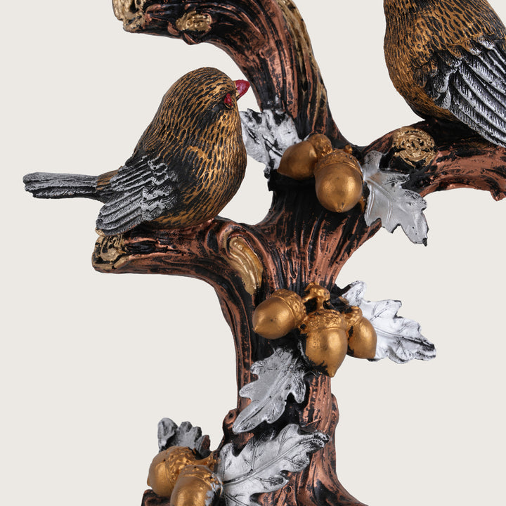 Trio of Rustic Birds on Gilded Branch - Rustic