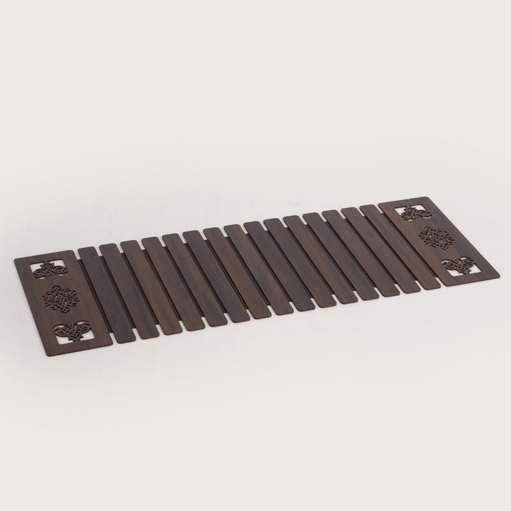 Slat Table Runner with Laser-Cut Medallions 14*36 Inches
