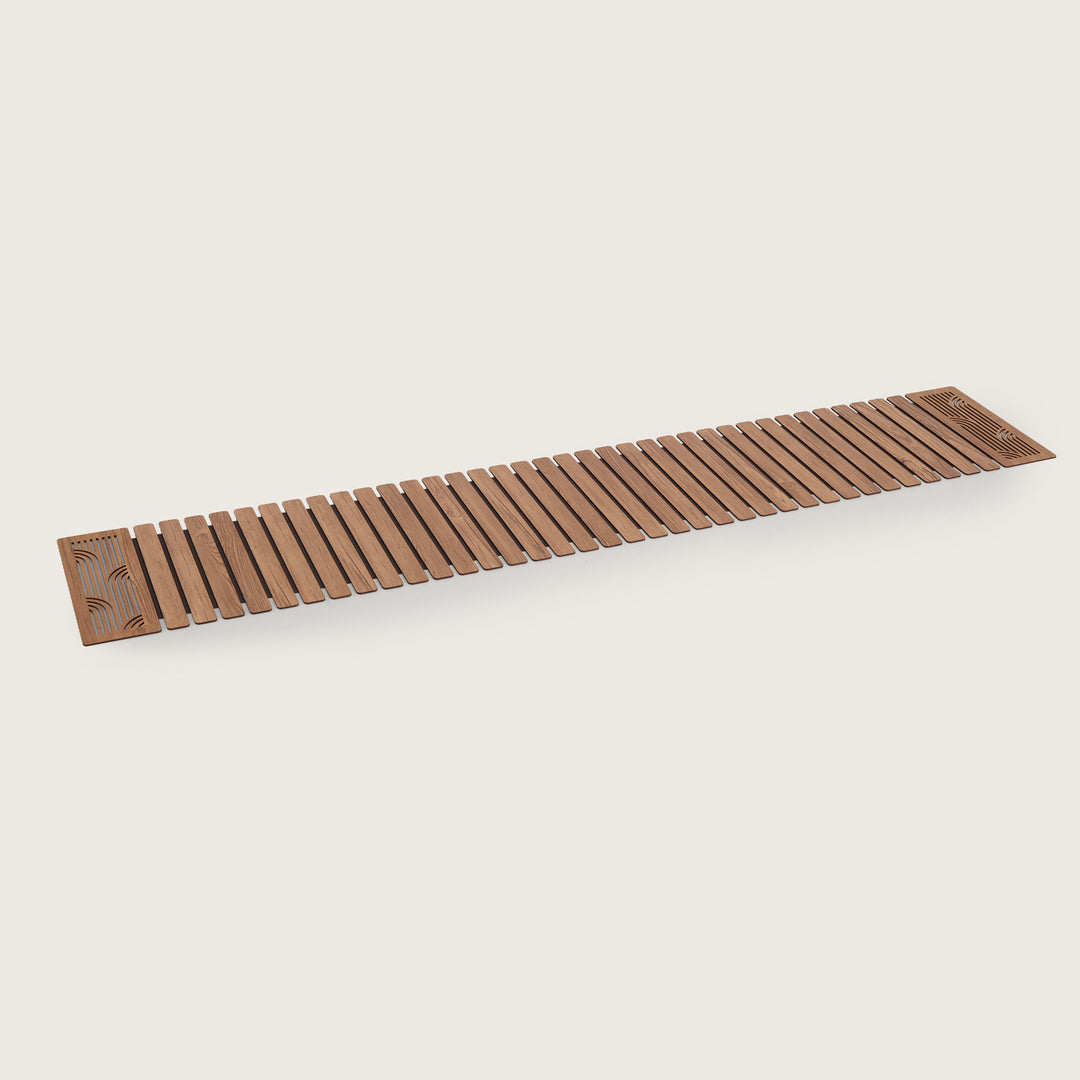 Wave-Accent Slatted Table Runner 14X72 Inches