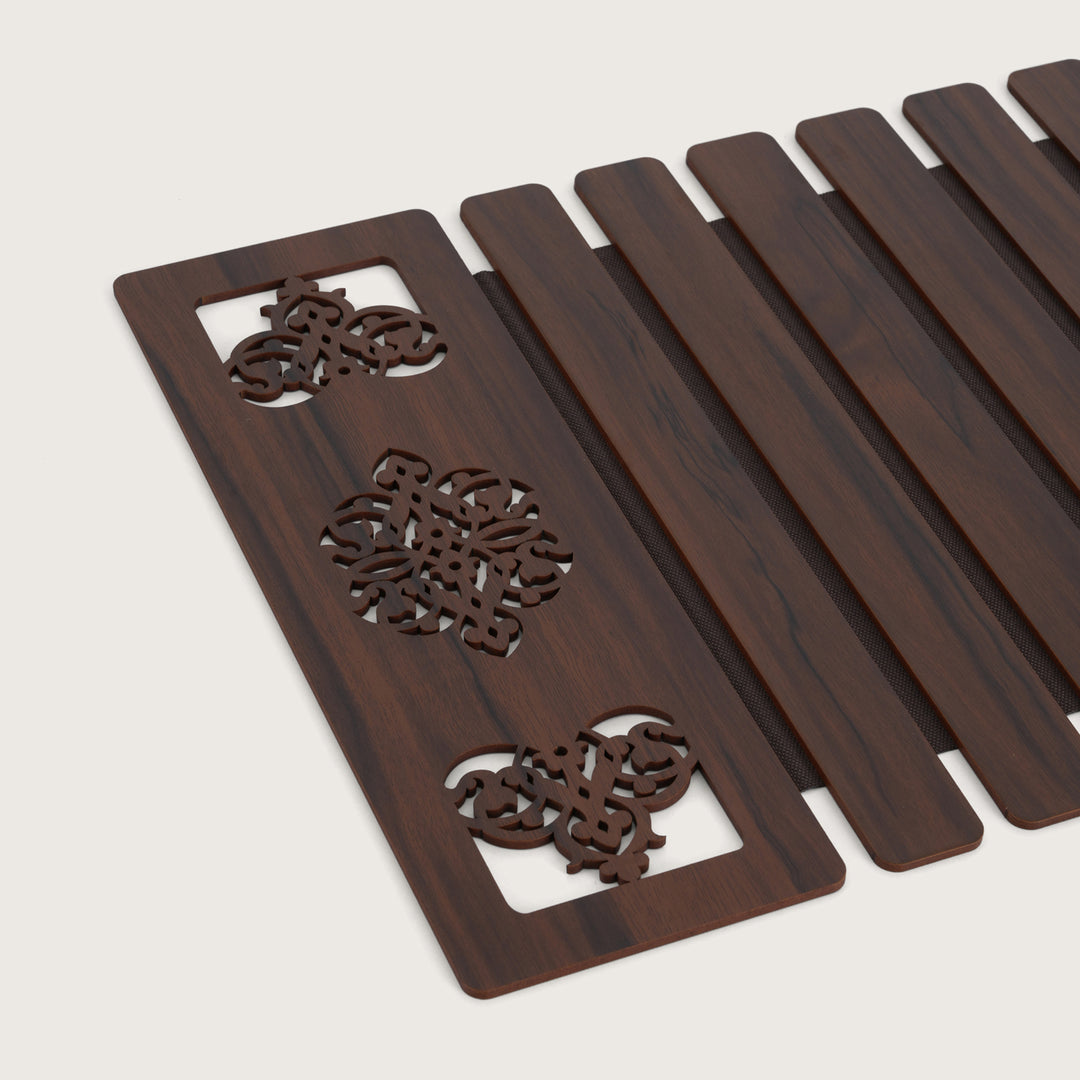 Slat Table Runner with Laser-Cut Medallions 14*36 Inches