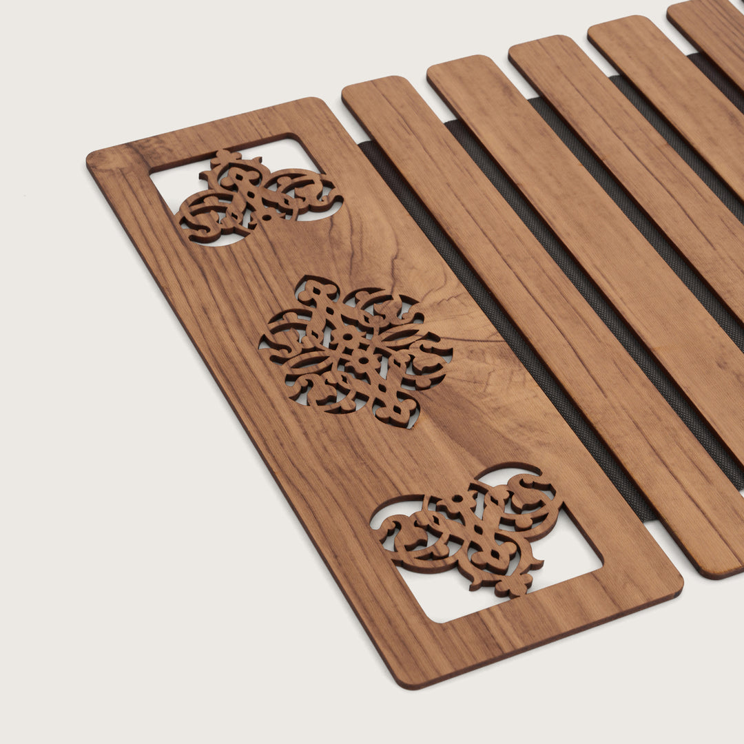 Oak-Tone Slat Placemats with Laser-Cut Medallions