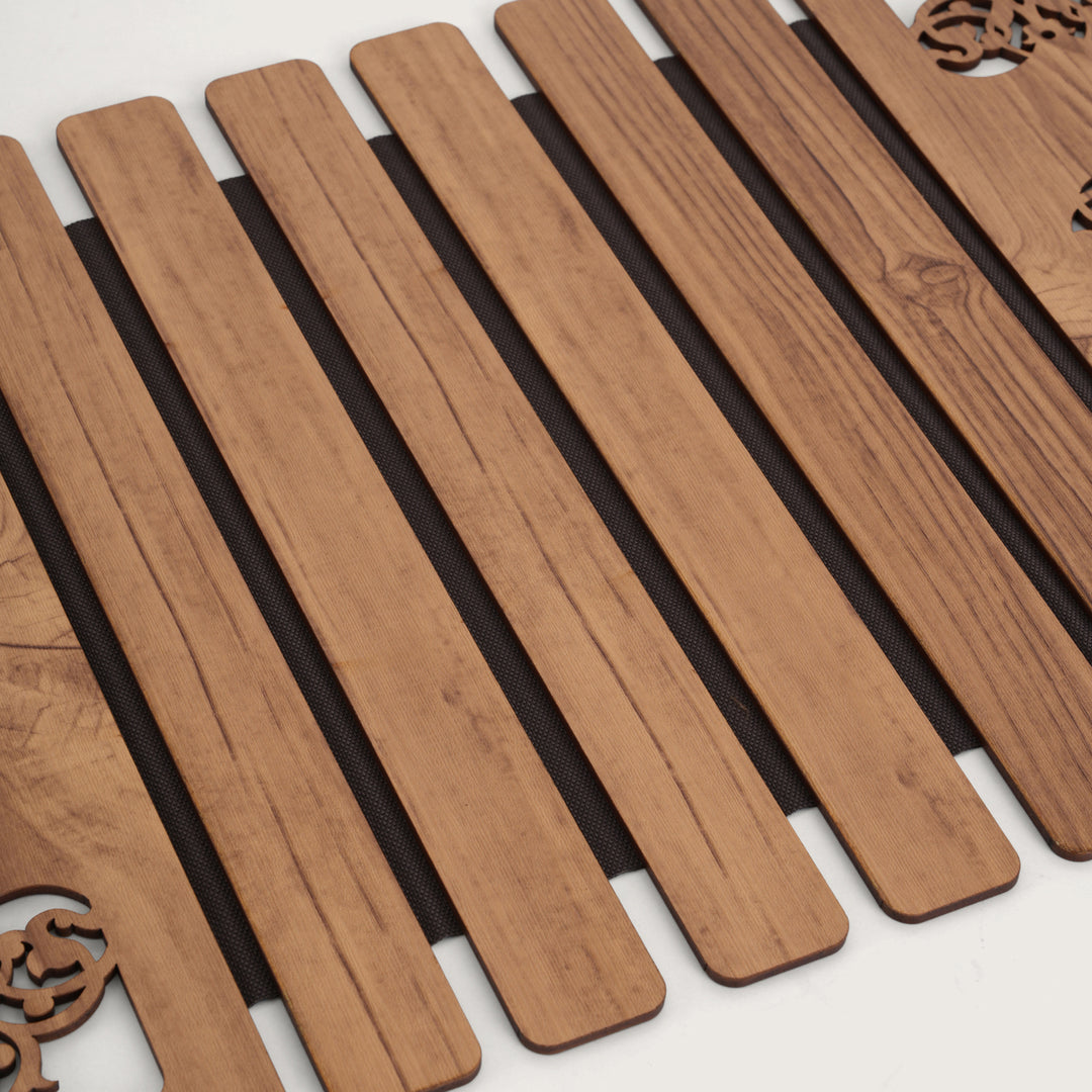 Slat Table Runner with Laser-Cut Medallions 14X 72 Inches