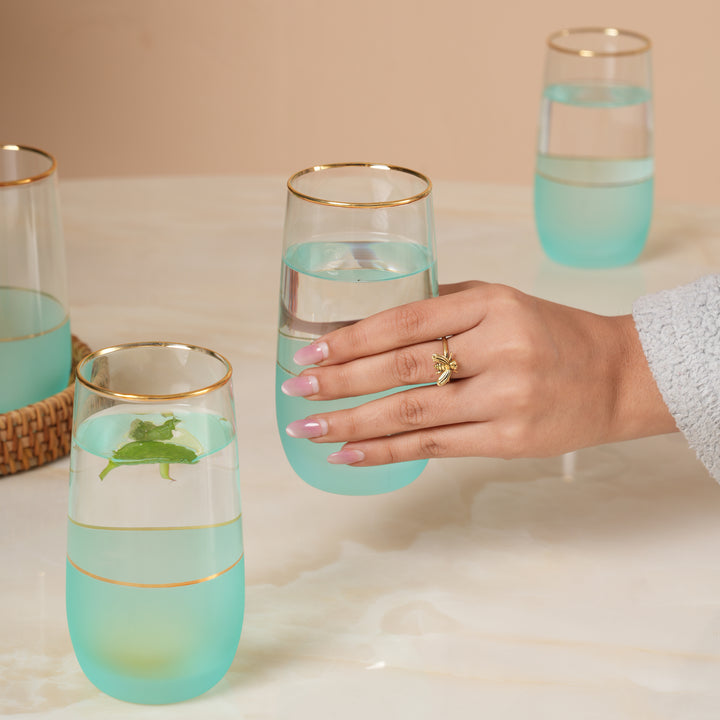 Frosted Glasses with Gold Rim