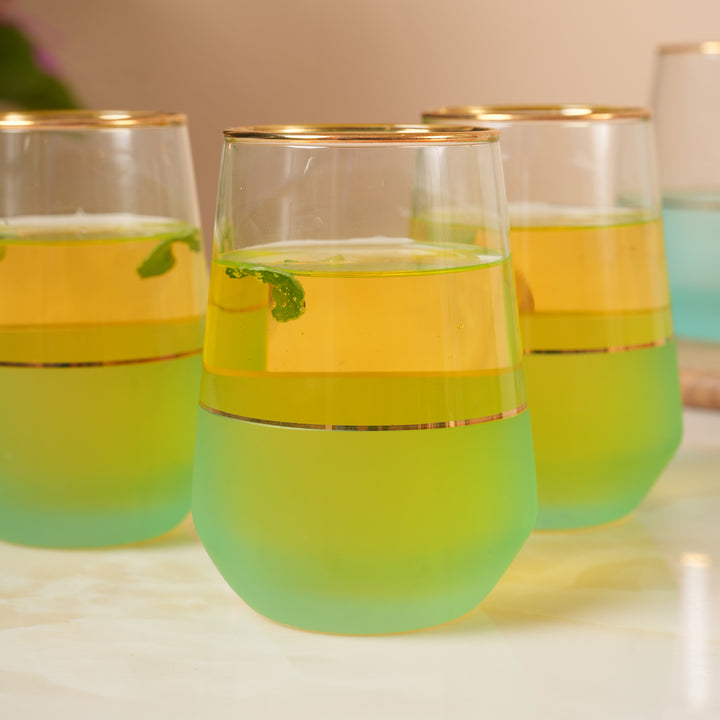 Turquoise Tumbler with Gold Trim