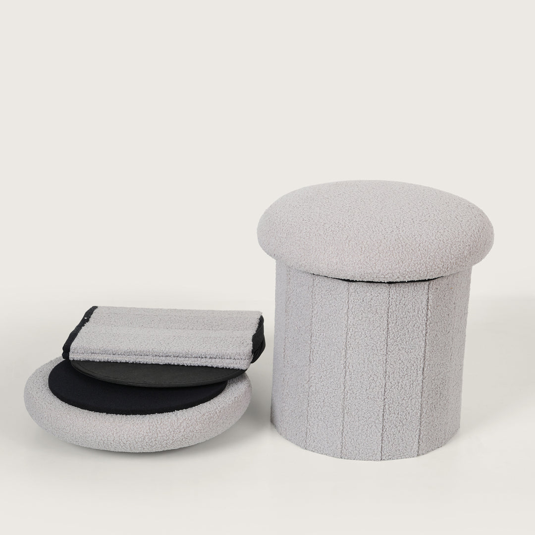 Mushroom Shaped Pouffe with Storage - Grey