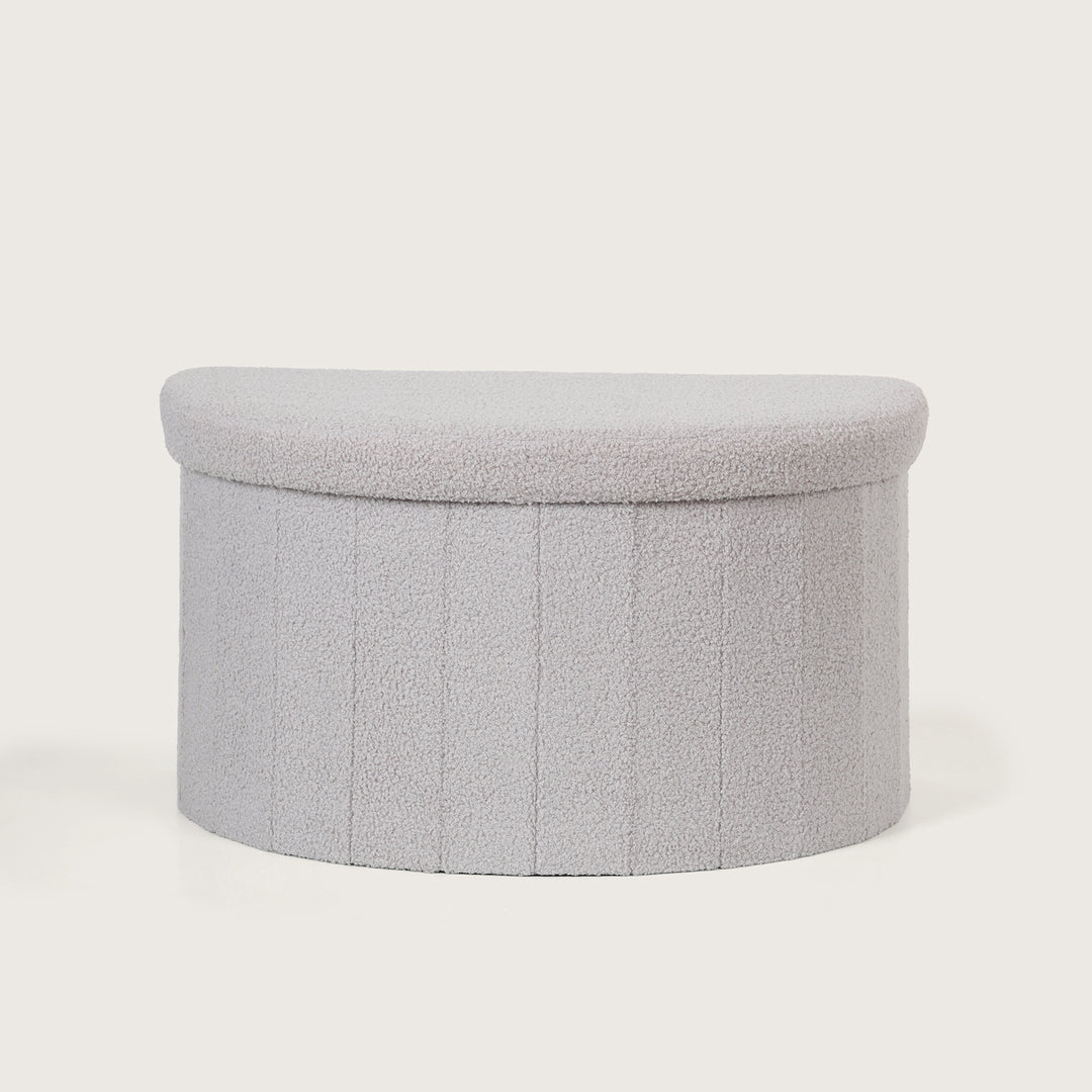 Crescent Ottoman with Removable Lid - Grey