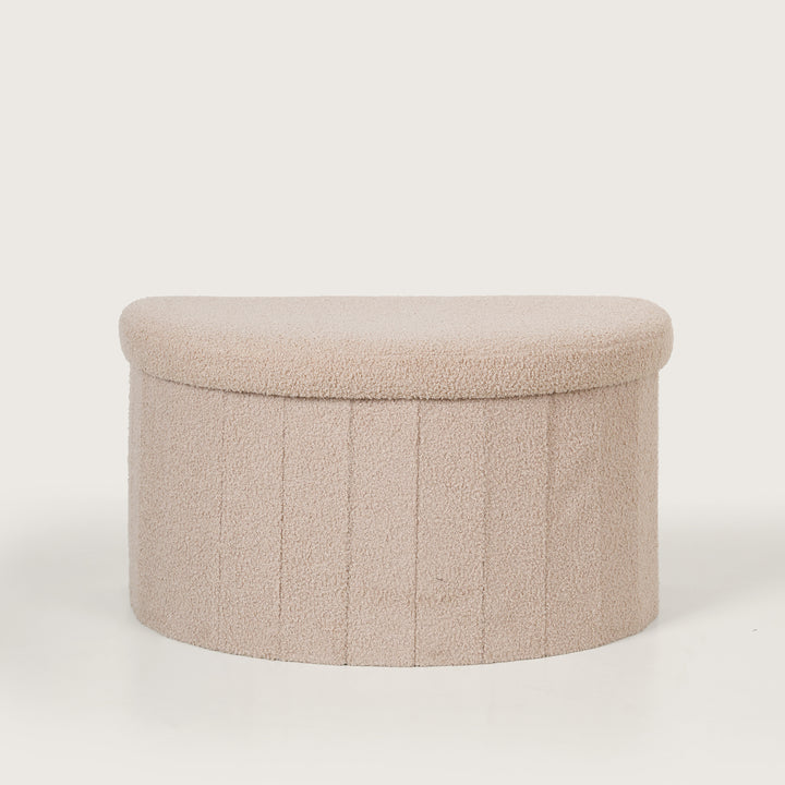 Crescent Ottoman with Removable Lid - Beige