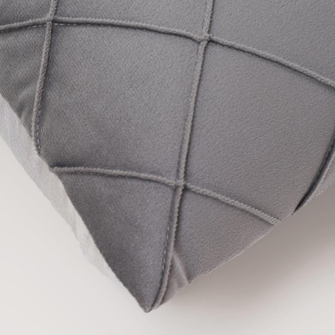 Velvet Pintex Cushion Cover  Set of 2 (Grey)