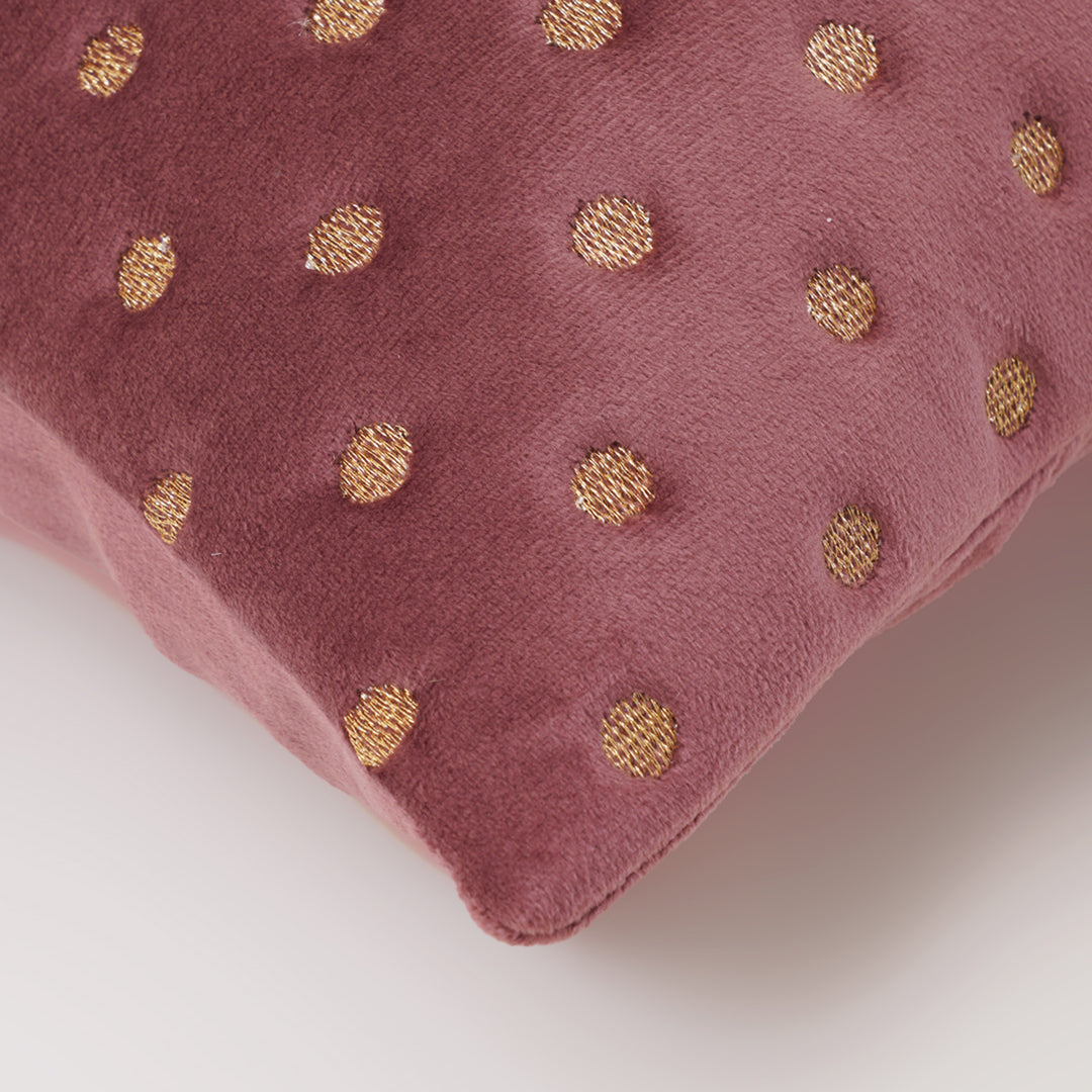 Quilted Dots Velvet Cushion Cover (Dark Brown)