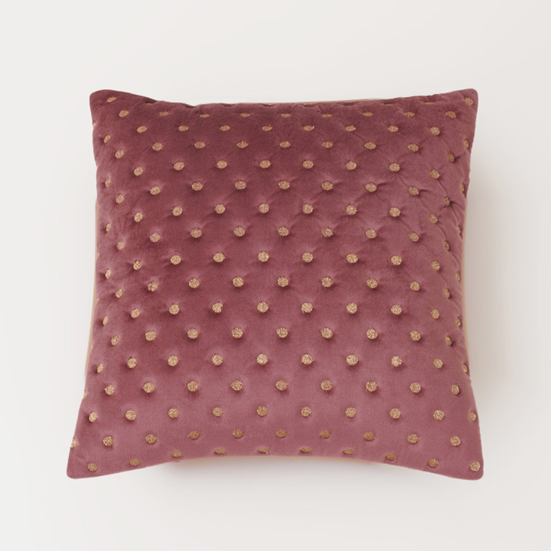 Quilted Dots Velvet Cushion Cover (Dark Brown)
