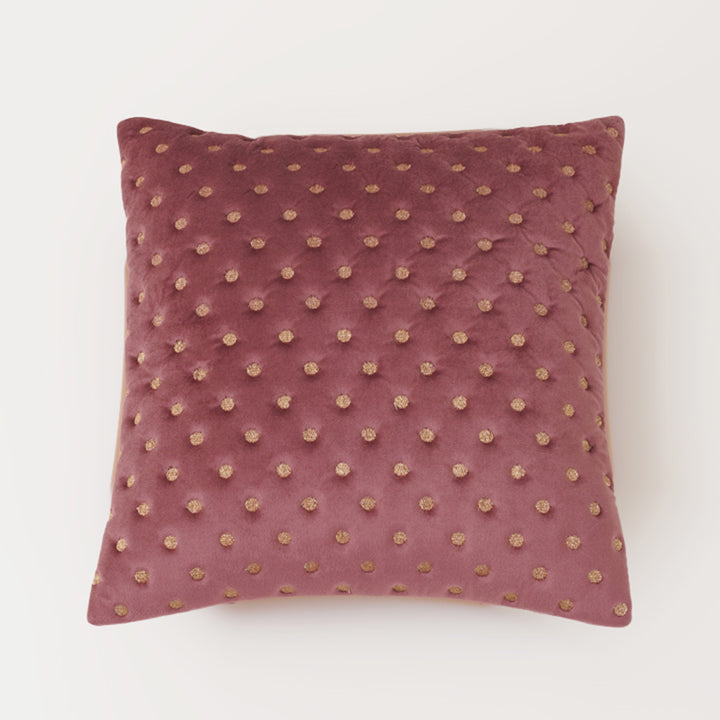 Quilted Dots Velvet Cushion Cover (Dark Brown)