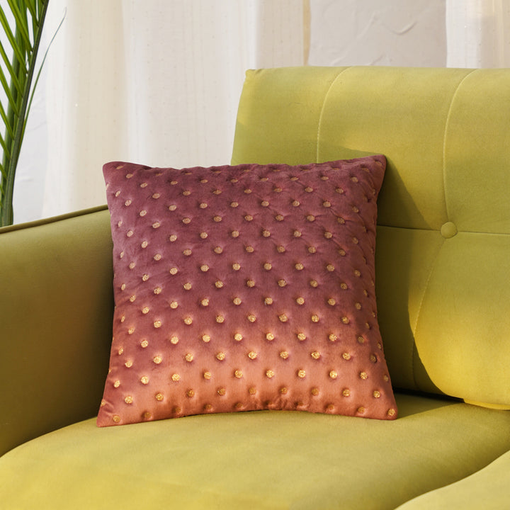 Quilted Dots Velvet Cushion Cover (Dark Brown)