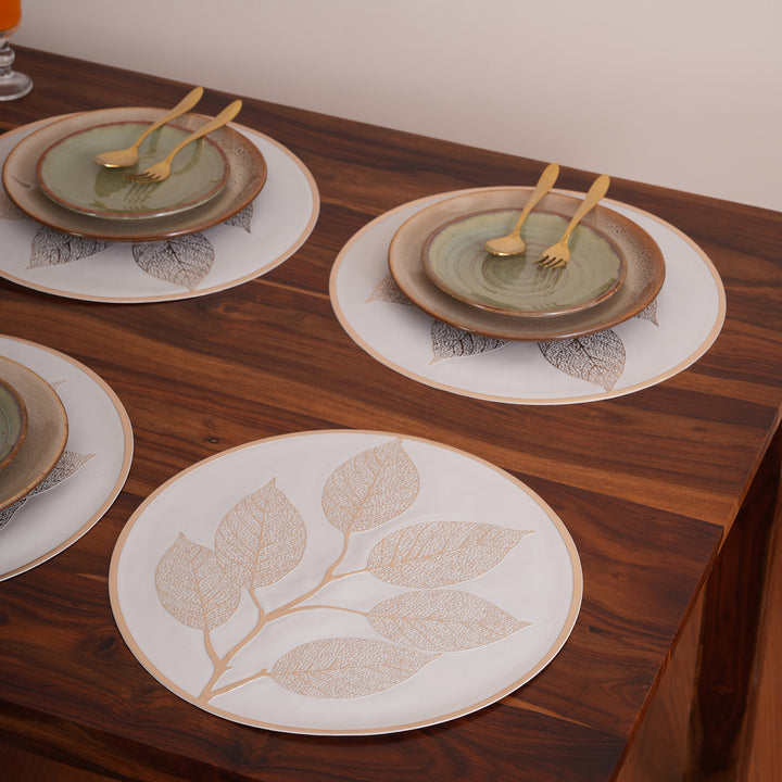 Leaf Engraved Round Placemat