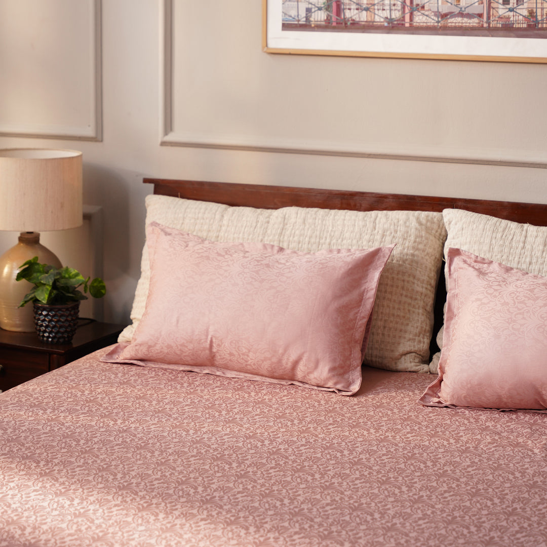 Italian Textured - 500 TC 100% Cotton Bedsheet King Size with 2 Pillow Covers | Lux collection