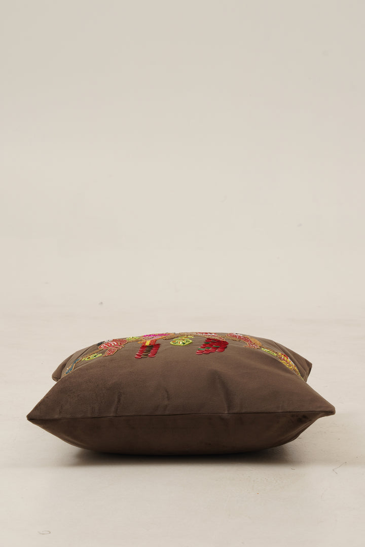 Parrot Cushion Cover 16 x 16 (Brown)