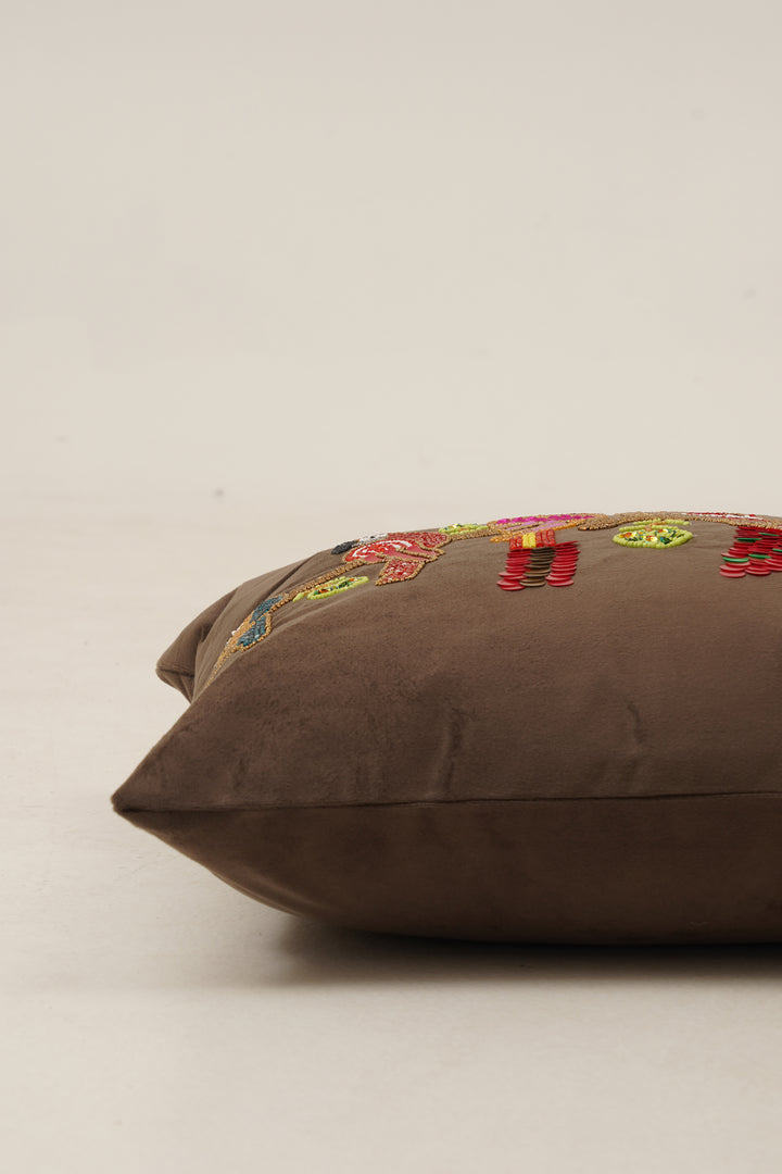 Parrot Cushion Cover 16 x 16 (Brown)