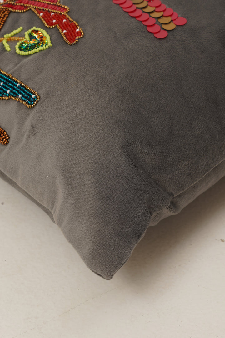 Parrot Cushion Cover 16 x 16 (Grey)