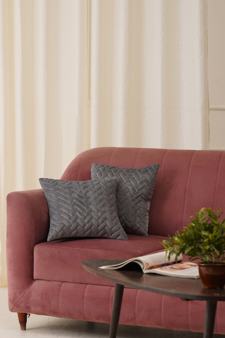 Quad Cushion Cover  16 x16. Set of 2 (Grey)
