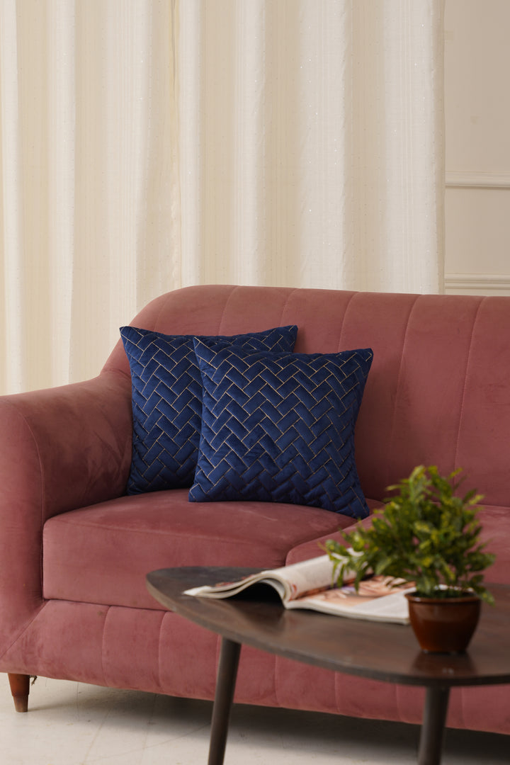 Quad Cushion Cover 16 x16. Set of 2 (Blue)