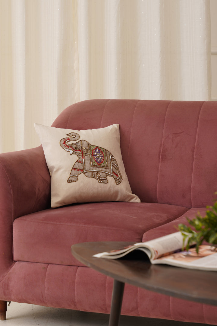 Elephant Cushion Cover 16 x 16 (Beige)