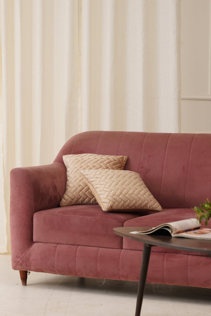 Quad Cushion Cover 16 x16. Set of 2 (Beige)