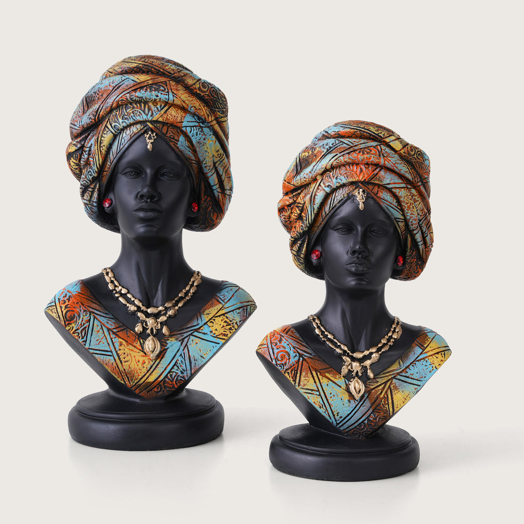 African Tribal Woman Bust Statue