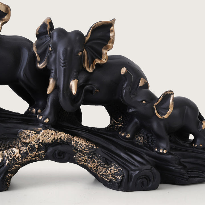 Heritage Trunk-Up Elephant Trio Sculpture