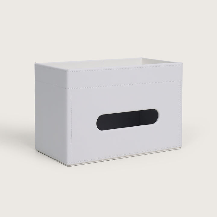 Tissue Box Holder with Storage Organiser - White
