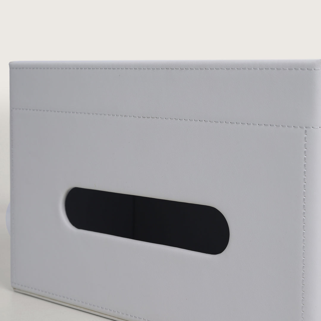 Tissue Box Holder with Storage Organiser - White