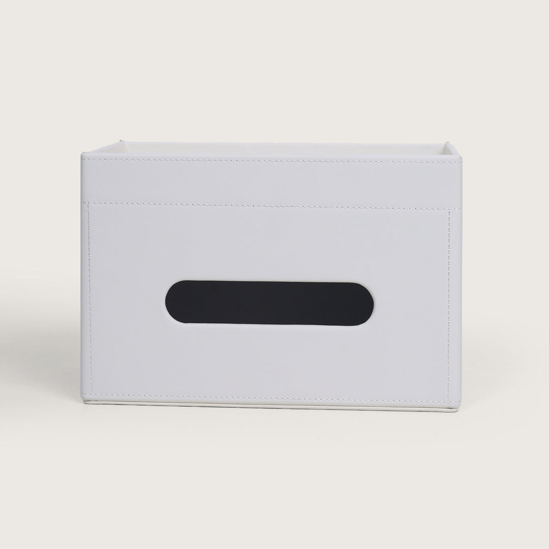 Tissue Box Holder with Storage Organiser - White