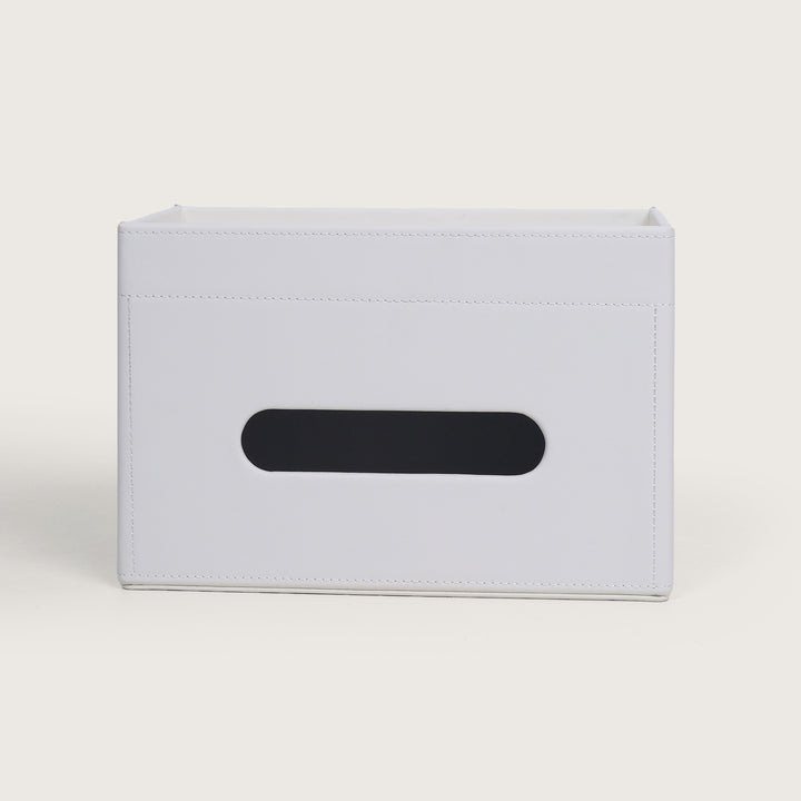 Tissue Box Holder with Storage Organiser - White