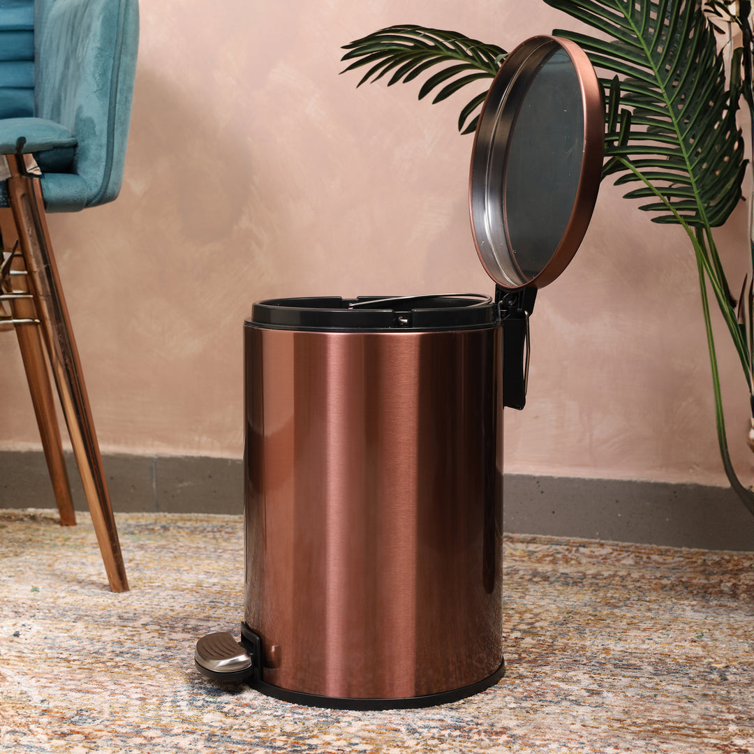 European Pedal Ss Trash Can | Soft Close Dustbin | Rose Gold