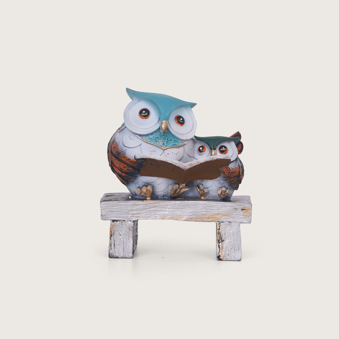 Book Owls On Bench Showpiece