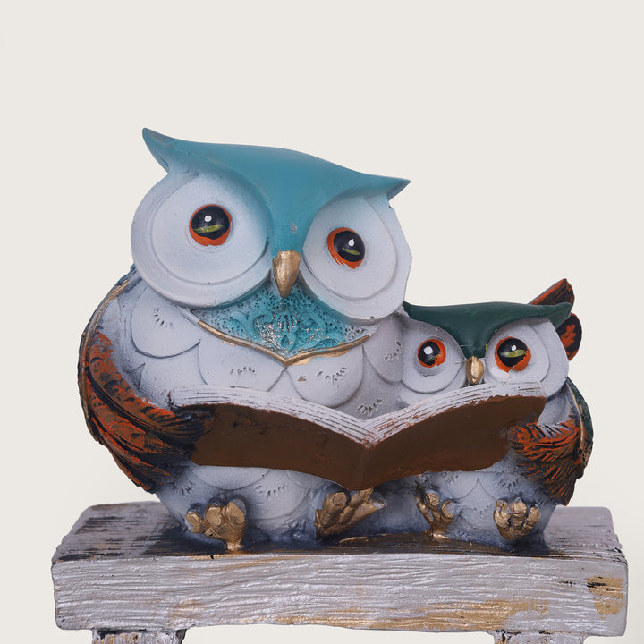 Book Owls On Bench Showpiece