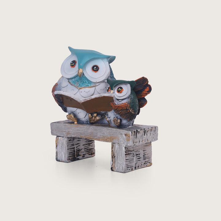 Book Owls On Bench Showpiece