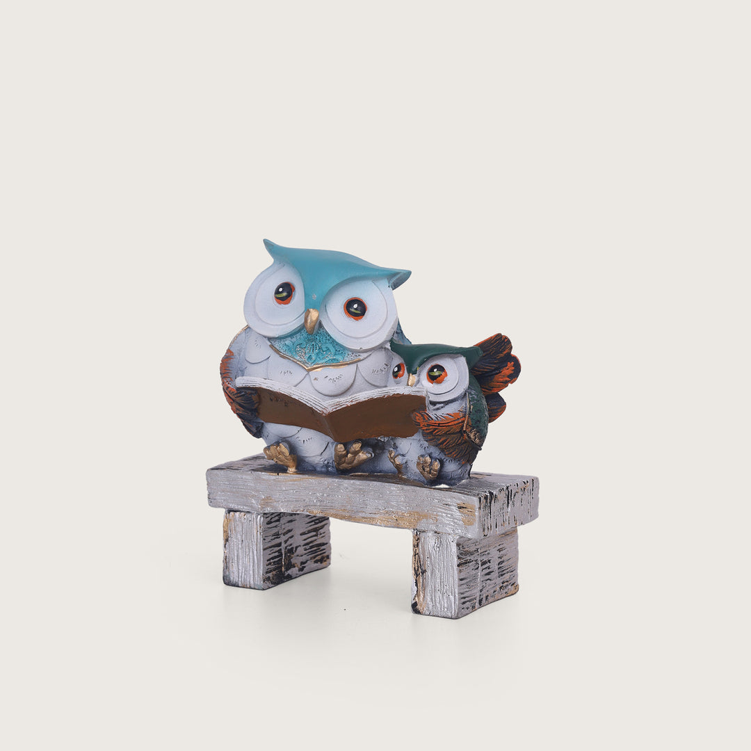 Book Owls On Bench Showpiece