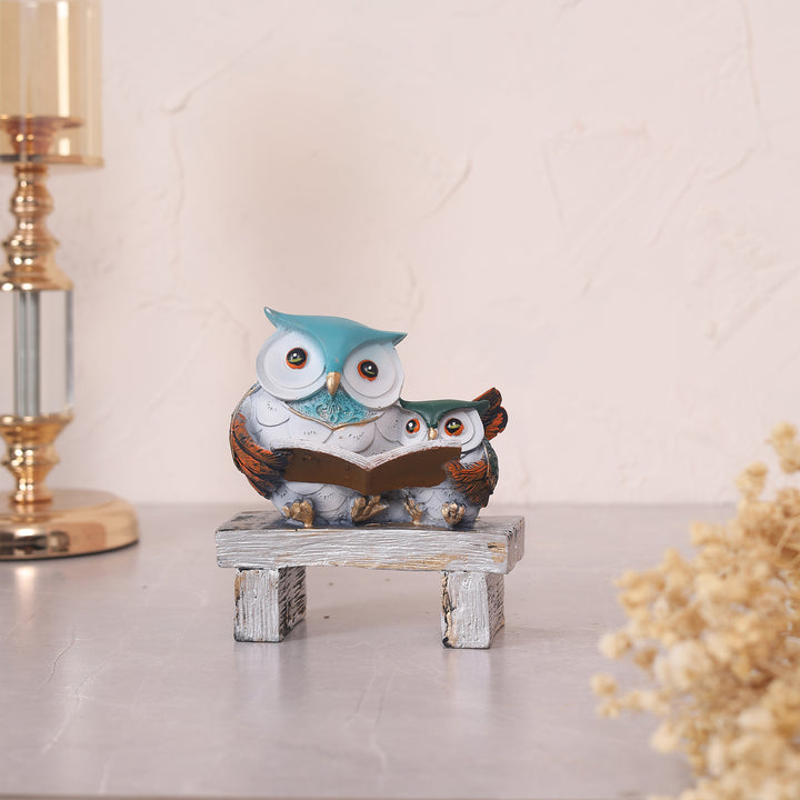 Book Owls On Bench Showpiece
