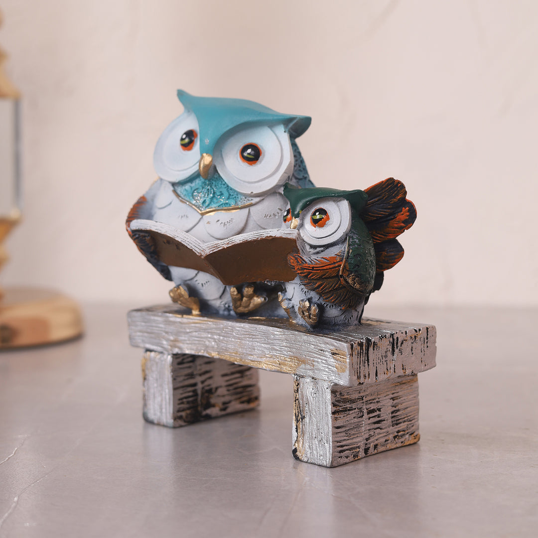 Book Owls On Bench Showpiece