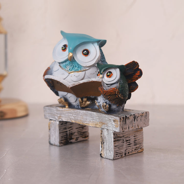 Book Owls On Bench Showpiece