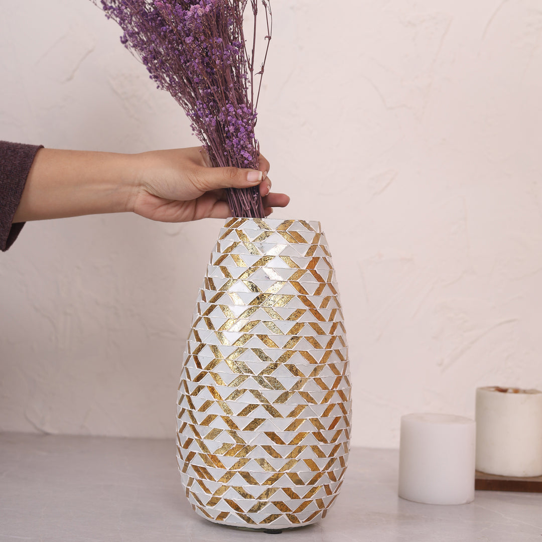 Mosaic Flower Vase Small - Gold