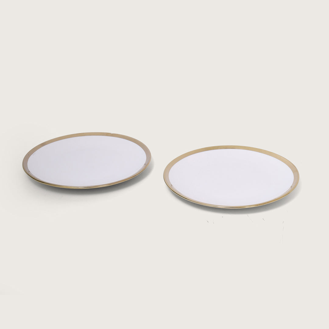White Plate with Gold Rim Set of 2 - Small